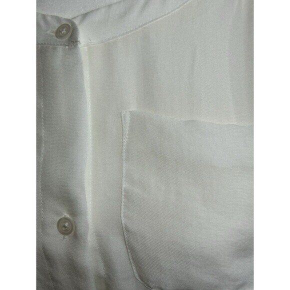 LOFT MP Ivory Semi-Sheer Button Front Blouse V-Neck 3/4 Sleeve - Picture 2 of 10